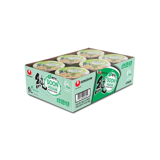 Nongshim Soon Cup Noodle Soup,Veggie,2.6 Ounce,(Pack of 12)
