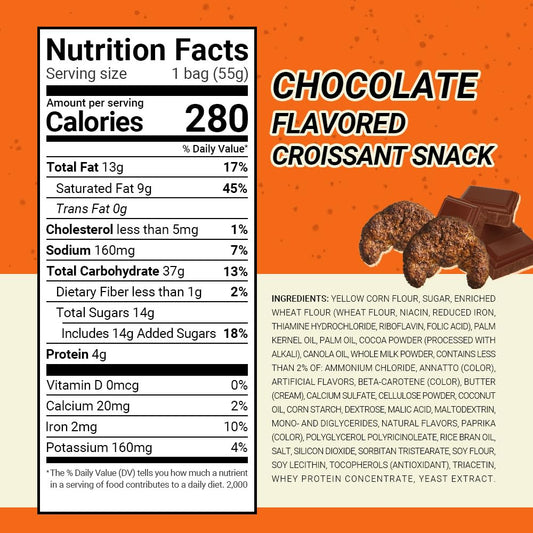 Nongshim Ppang Bujang Chocolate Flavored Roll Snack - Chocolate Flavor Croissant Bakery Good with Cocoa Powder, Soft and Crunchy Korean Snack, 1.94 oz (Pack of 16)