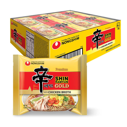 Nongshim Ramen Noodles, Gourmet Instant Ramen, Premium Microwavable Noodle Soup, Shin Gold, 4.58 Ounce (Pack of 16)