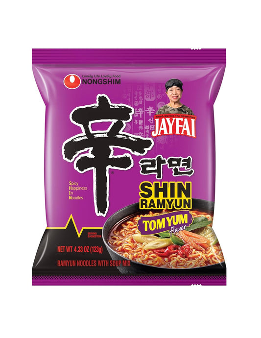 Nongshim Shin Ramyun TomYum Jai Fai Instant Ramyun Noodles with Soup Mix, 4.33 Oz (Pack of 4)